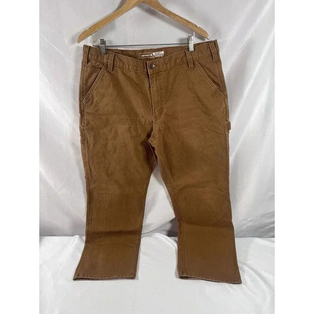 Carhartt Brown Work Utility Pants Relaxed Fit Size 38X30 Carhartt Khaki Work